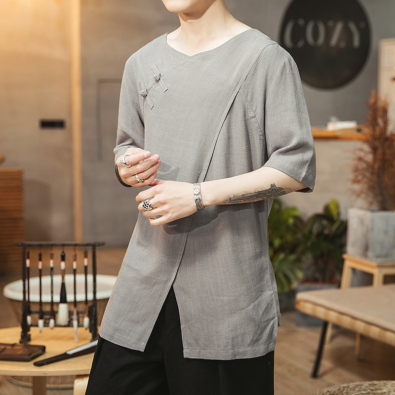 2020 nam Trung Quốc Gió ngắn tay áo T-Shirt dress Youth Loose Big Fat Kích áo T-Shirt Half-Sleeve áo