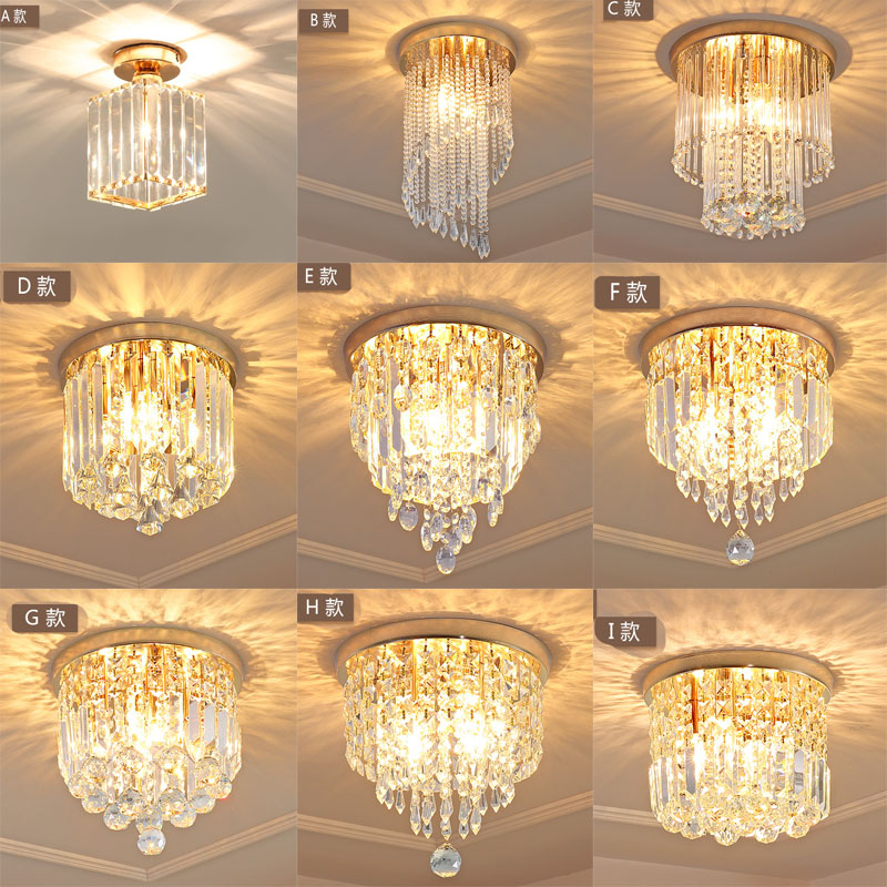 Modern minimalist golden water crystal light bedroom living room lamp personality cozy aisle corridor Entrance Hall Entrance Hall Concealed Lamps