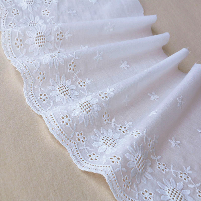 White cotton embroidery lace hollow lace accessories curtain pure cotton-padded jacket bed skirt skirt 23cm wide