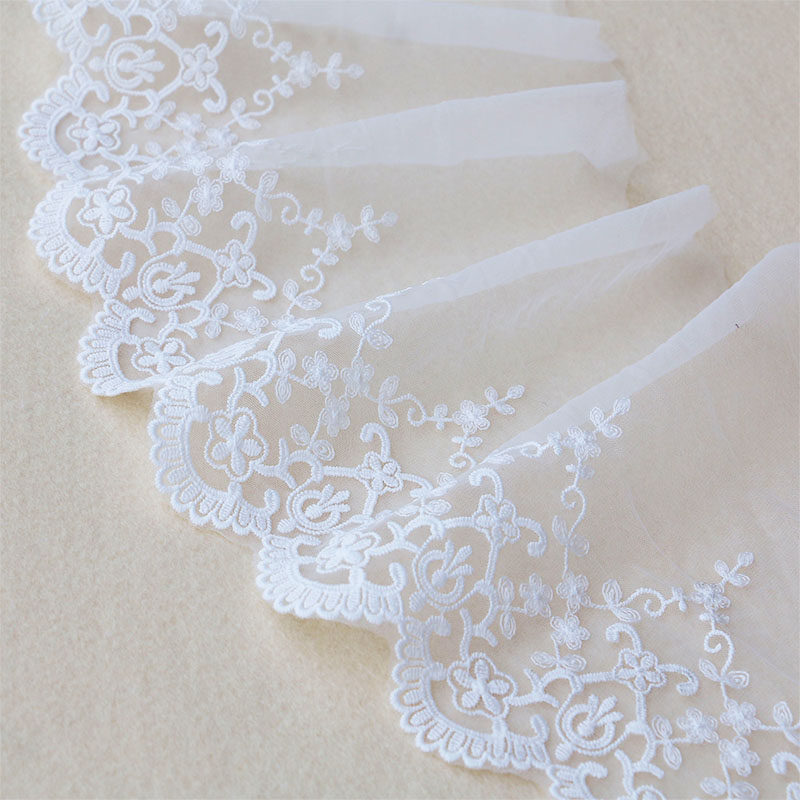 18cm wide mesh yarn embroidery lace accessories Barbie doll wide edge material handmade DIY lace edge fabric
