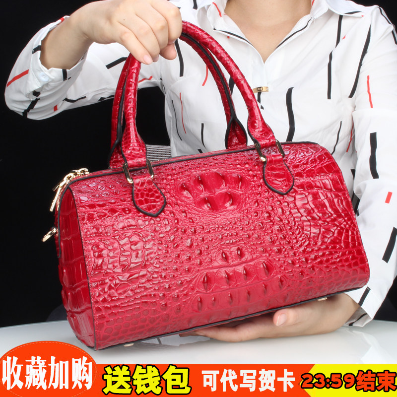 New Crocodile Leather Bags Women's Pillow Bags Large Capacity Leather Handbags Ladies Fashion Crocodile Leather Bags Satchels