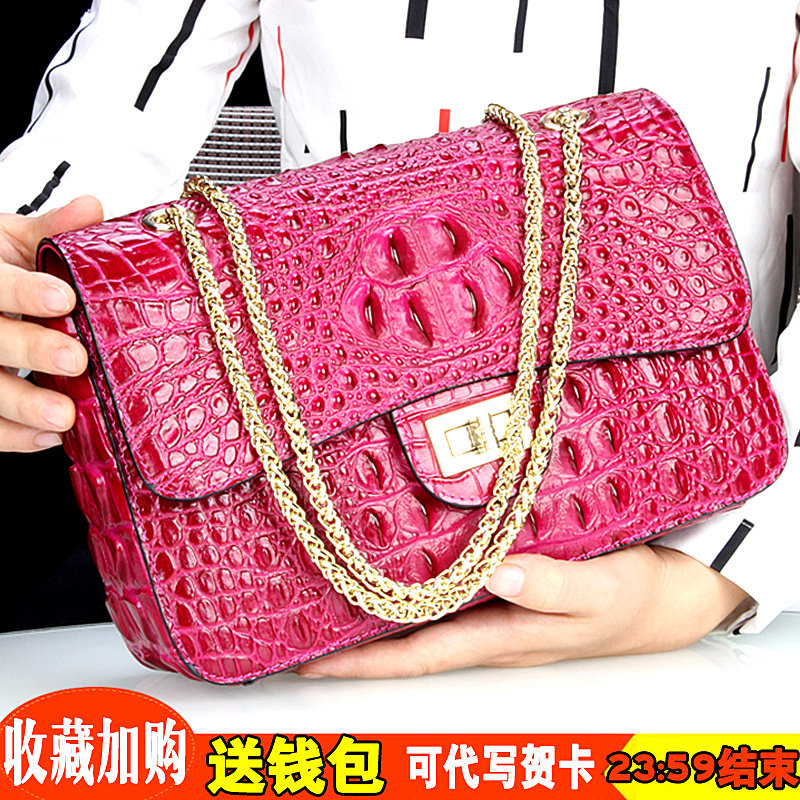 2022 new avocado leather woman with bag fashion handbag genuine leather upscale single shoulder bag crocodile chain slanted satchel