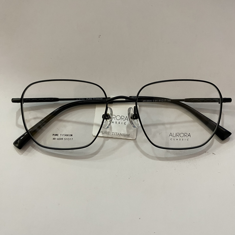 Aurora Fashion Titanium Eyeglass Frame Ar-6509 C01 Color Black Aurora Fashion Titanium Eyeglass Frame Ar-6509 C01 Color Black