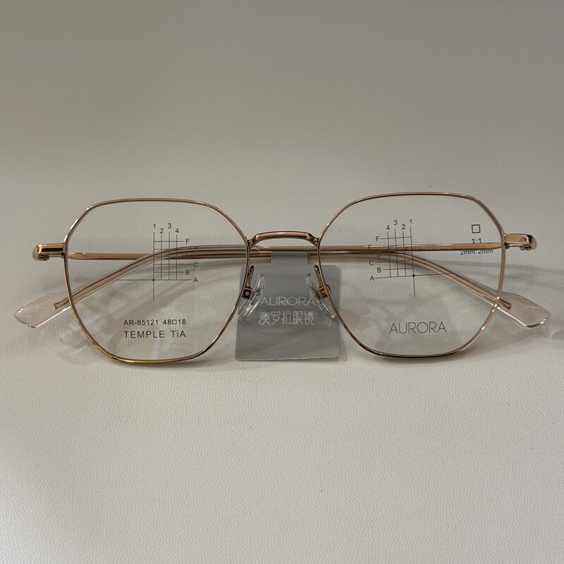 Aurora Fashion Titanium Eyeglass Frame Ar-85121 C02 Color Rose Gold Aurora Fashion Titanium Eyeglass Frame Ar-85121 C02 Color Rose Gold