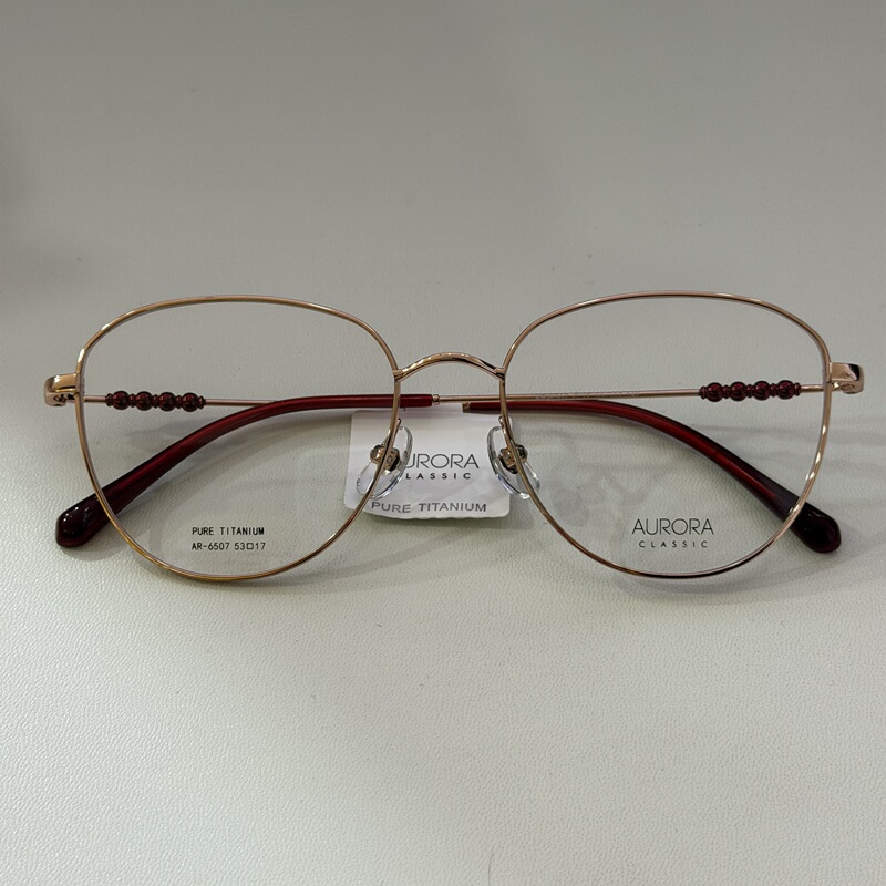 Aurora Fashion Titanium Eyeglass Frame Ar-6507 C.12 Color Rose Gold Aurora Fashion Titanium Eyeglass Frame Ar-6507 C.12 Color Rose Gold
