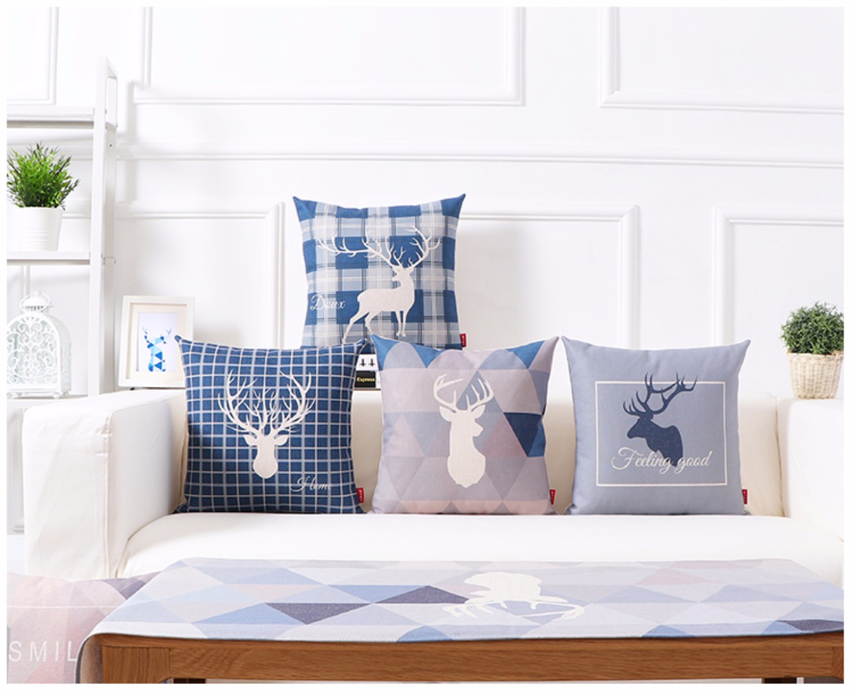 Sofa đệm bao gối bông gối bởi ins Bắc Âu hình học phong cách lưới ghế phụ eo gối tay - Trở lại đệm / Bolsters gối sofa