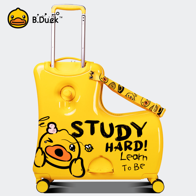 bduck small yellow duck child suitcase available for riding lakebox universal wheel suitcase male and female baby tug