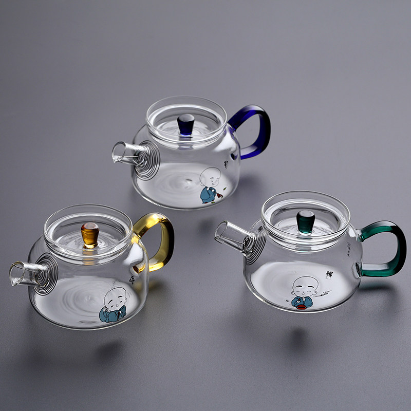 Heat-resistant bubble teapot full glass tea set thickened glass teapot with filter cooking teapot side to make small flower teapot