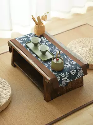 Japanese-style solid wood tatami kang table Household bay window small table Antique tea table windowsill coffee table Japanese room table Several low tables