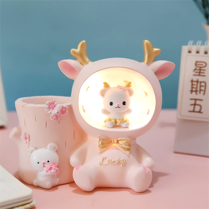 Cute Bella Rabbit Pen Holder Lamp Multifunction Star Light Accommodating Pendulum Student Reward Gift Practical Creative Stationery-Taobao