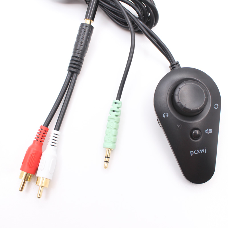 C9 Universal Two Speaker Volume Regulation Wire Control Knob 3 5mm Rotate Double Lotus with Mute Switch Headbutton Hole