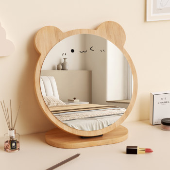 Solid wood desktop makeup mirror high-definition imaging recommended for girls