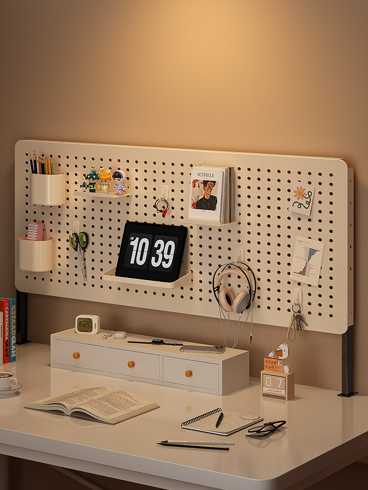 Desktop bookshelf hole board storage rack household vertical DIY iron art storage rack student computer desk organizer