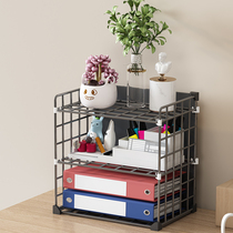Simple table Bookshelf office Students Dormitory Desktop containing shelves Multi-functional iron art finishing small shelf