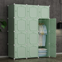 Simple wardrobe modern simple cloth assembly rental room bedroom wardrobe hanging plastic solid wood household storage cabinet