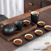  Black pottery Kung Fu tea set Home office tea making Simple modern Japanese ceramic tea sea tea cup set