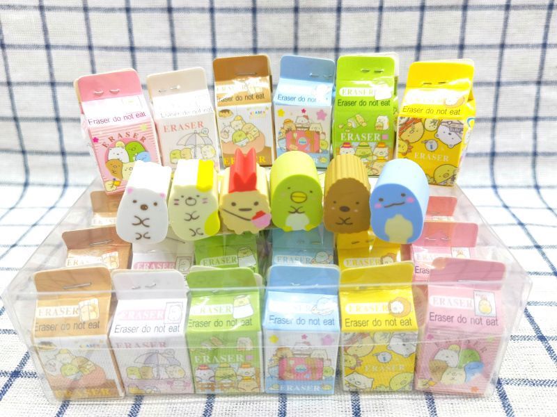 【Spend 58 Yuan 】Cute Cartoon Erasers in the Corner of the Wall, Big Bun Family Student Stationery
