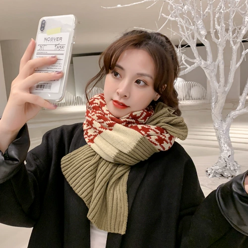 Зимний универсальный длинный демисезонный трикотажный удерживающий тепло японский шарф, 2020, в корейском стиле