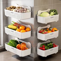 Wall-Mounted Kitchen Storage Basket for Ginger, Garlic, and Green Onions, a Magic Organizer for Storing Condiments