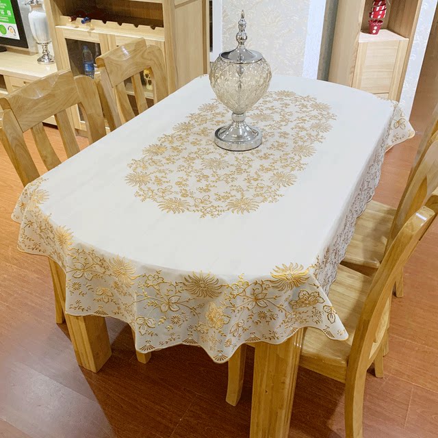 pvc tablecloth oval dining table mat waterproof, oil-proof, anti-scalding, no-wash coffee tablecloth hot stamping table cover round tablecloth