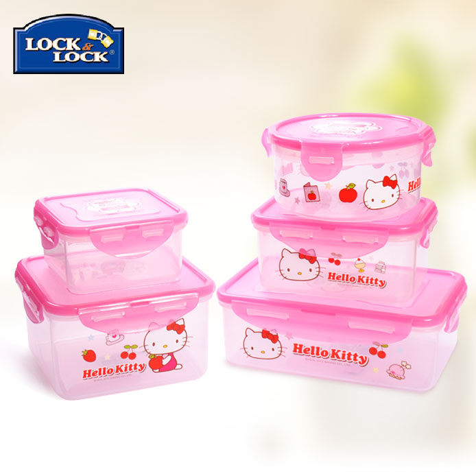 正品乐扣乐扣Hello Kitty粉色保鲜盒辅食存储盒儿童食品保鲜盒