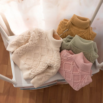Children high collar and thickened sweater boy girl baby girl baby autumn winter new knit warm and undershirt tide