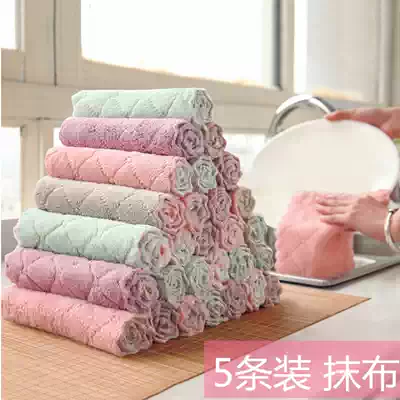 Rags do not stick to oil and absorb water Kitchen supplies Household table cleaning small towels do not shed hair dishwashing cloth sticky oil housework cleaning