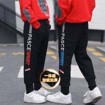 Boys pants plus velvet thick sports pants spring and autumn boys middle and big children 2022 new childrens casual pants and pants