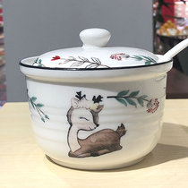 Fawn kitchen supplies ceramic seasoning tank seasoning tank large salt tank pepper oil tank household high temperature resistant pig oil tank