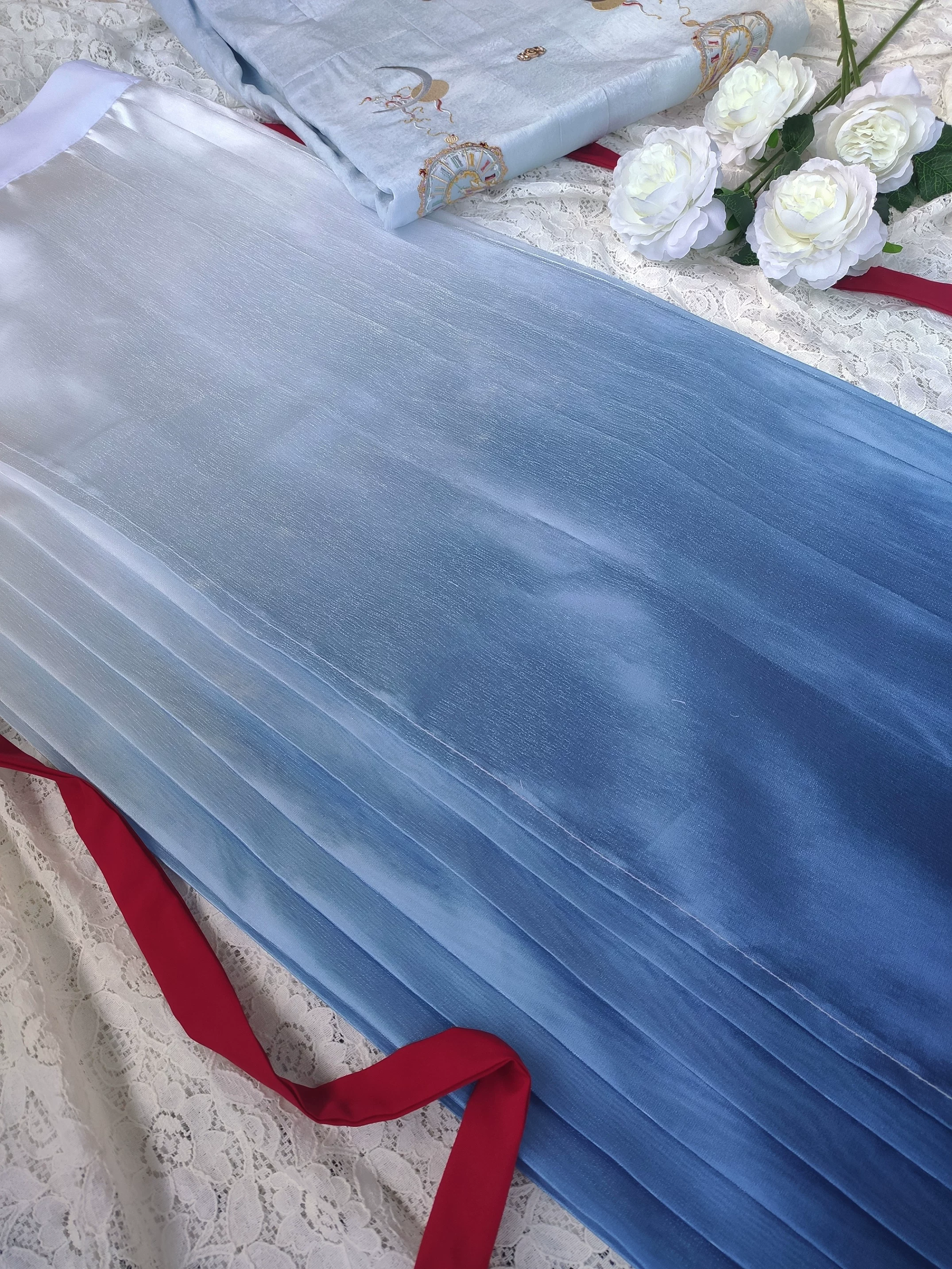 Xizhou Qu, Extreme Bei, Gradient Horse Face, Slightly Stepped Pleats, Printed Ming Dynasty Hanfu