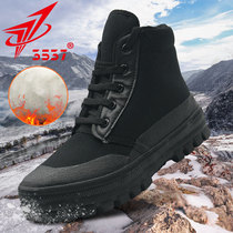3537 Jiefang shoes mens high-top winter velvet thickened outdoor cotton shoes anti-puncture construction site wear-resistant labor protection shoes