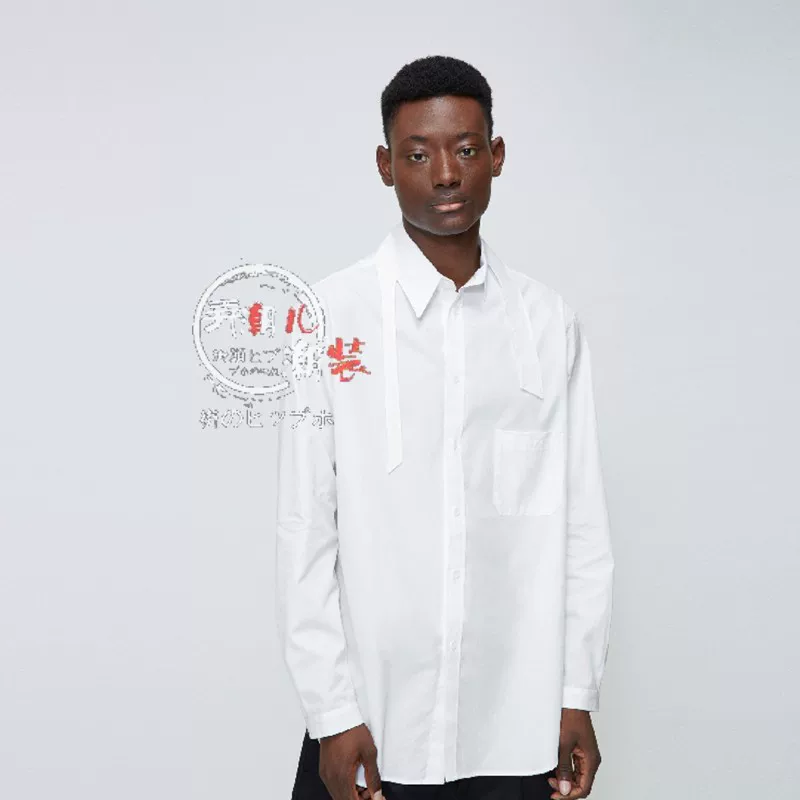 Мужская рубашка в стиле Yohji Yamamoto - специализированный воротник, неправильный воротник, инородный воротник