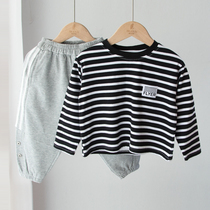 Loose cotton T-shirt Boys long sleeve autumn childrens baby coat childrens T-shirt base shirt Spring and Autumn Tide