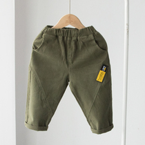 Stretch water washing cotton long pants boys casual pants 2020 Spring and Autumn Tide Korean version of children Baby foreign air Autumn