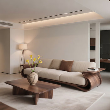 New chinese style straight-row sofa walnut solid wood arhat bed japanese style fabric living room sofa furniture customization New chinese style straight-row sofa walnut solid wood arhat bed japanese style fabric living room sofa furniture customization