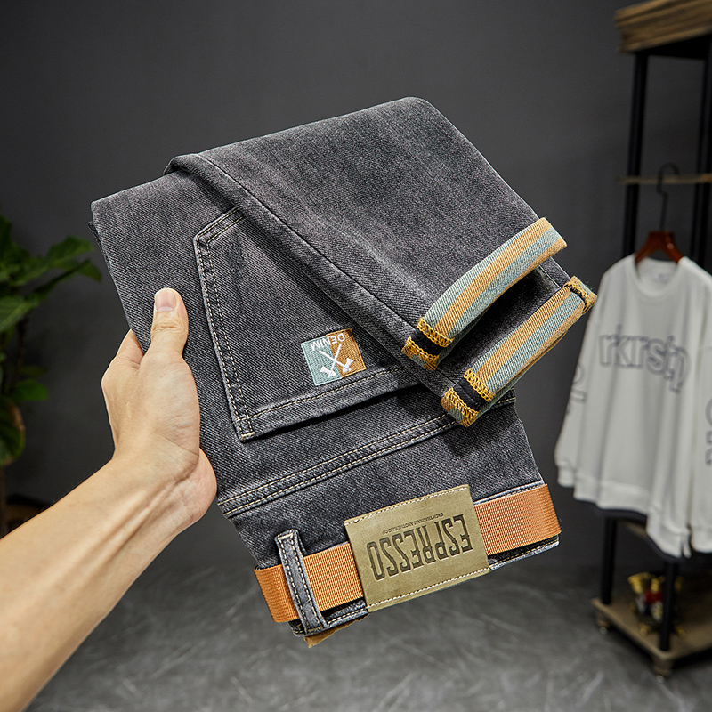 High-end jeans Men's spring and autumn 2022 Ice men slim fit small feet slim fit straight tube Tide Cards Summer Pants