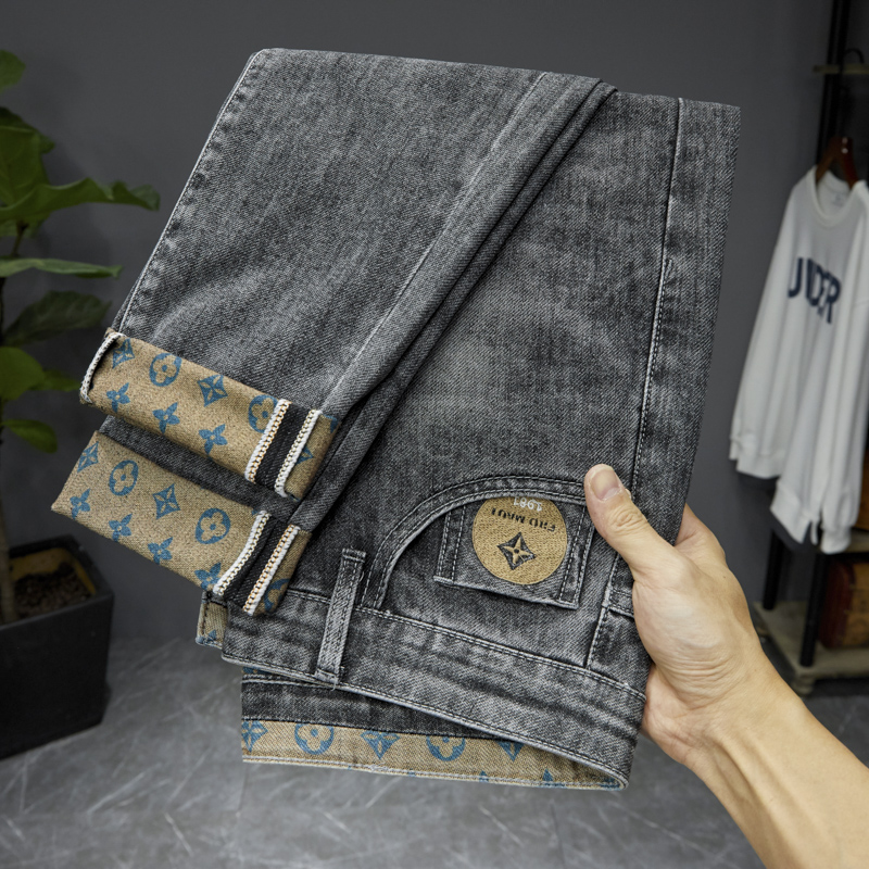 Jeans Men's high-end slim fit small feet Straight tube Spring autumn Ice Silk Men's 2022 Summer Male Tide Cards Slim Fit Pants