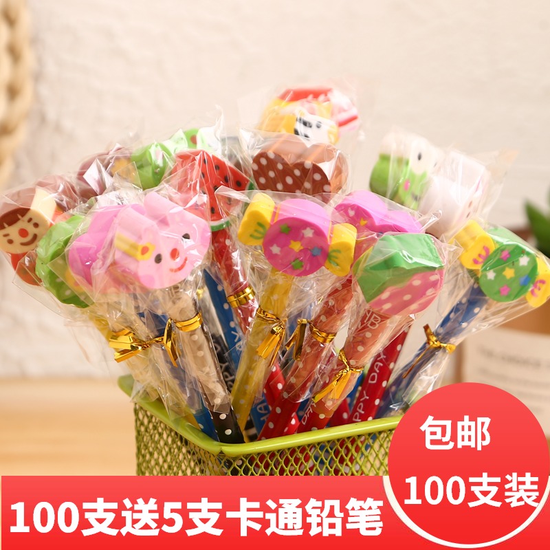 Stationery creative eraser pencil 30 cartoon small animal pencil Primary school gift kindergarten small prize