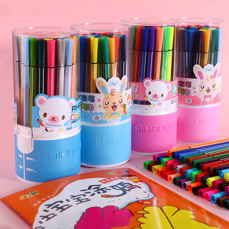 Watercolor pens 24 colors 36 colors washable watercolor cylinder clothing paintbrush Children's painting Goods Wholesale Kindergarten Fine Arts