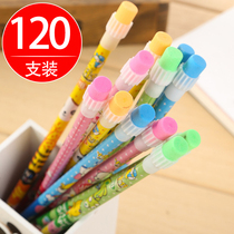 Pencil unleaded log triangle Rod for primary school students grade hb with rubber head non-toxic kindergarten stationery