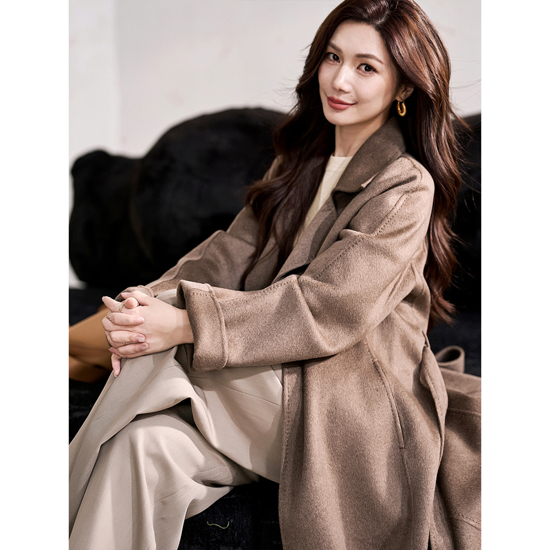 Cashmere Coat for Women, Mid-Length, 100% Pure Cashmere, 2026 Autumn and Winter New Style, Just Right, 14.5 Micron Diamond Cashmere Cashmere Coat for Women, Mid-Length, 100% Pure Cashmere, 2026 Autumn and Winter New Style, Just Right, 14.5 Micron Diamond Cashmere
