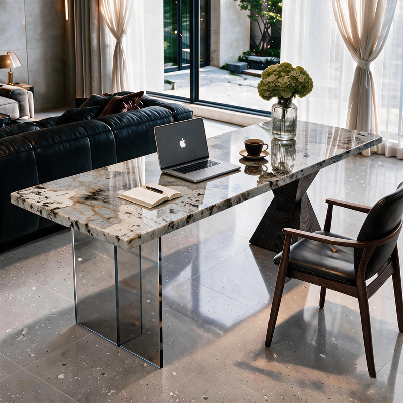 Italian-Style Light Luxury Modern Minimalist Natural Marble Desk Designer High-End Home Office Computer Desk Writing Desk Italian-Style Light Luxury Modern Minimalist Natural Marble Desk Designer High-End Home Office Computer Desk Writing Desk