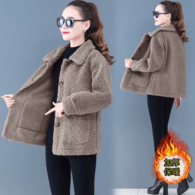 Teddy Fleece Women's Short Coat, 2026 Autumn and Winter New Style, Large Size Loose Top, Thickened Coat