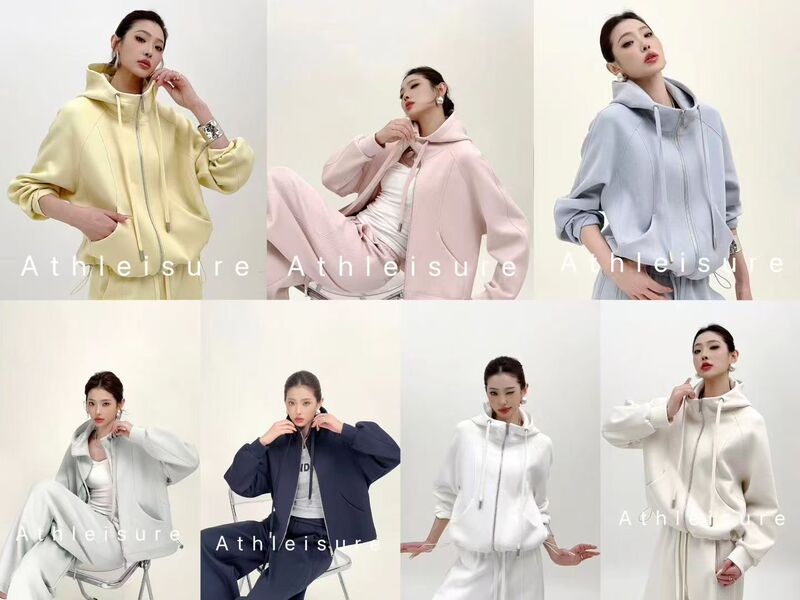 2026 Spring New High-End Fashion Cassini Sports Casual Loose Suit Women's Hooded Wide-Leg Pants Suit