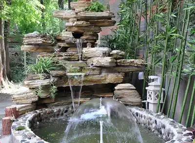 Real stone rockery Waterscape Garden large rockery Bridge flowing water indoor outdoor rockery pool flowing water thousand layer stone fake