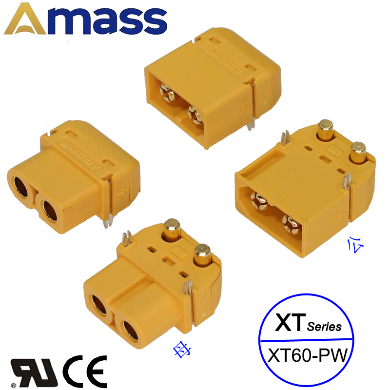 AMASS XT60PW-F M 90 degree DIP PCB horizontal model lithium PCB cord PCB plug plug