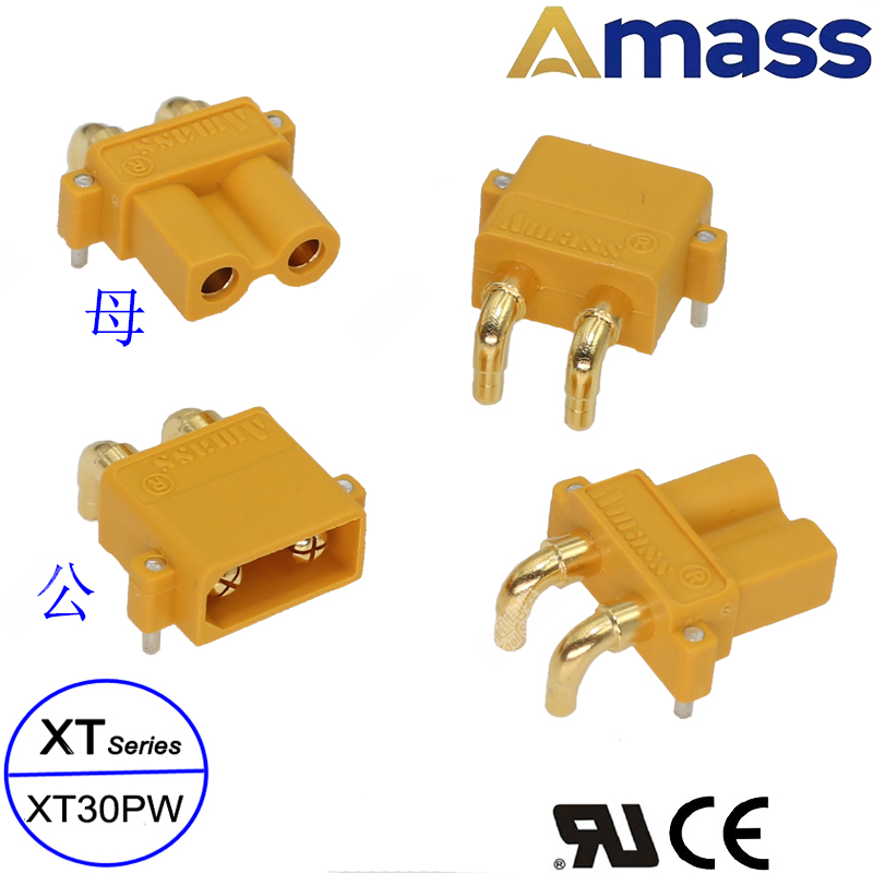 AMASS XT30PW-F M DIP Right Angle PCB Horizontal Mount Model Plug Connector