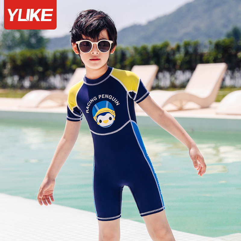 Children's swimsuit boys summer sunscreen 2021 new one-piece boy baby swimsuit medium and large children's quick-drying swimsuit