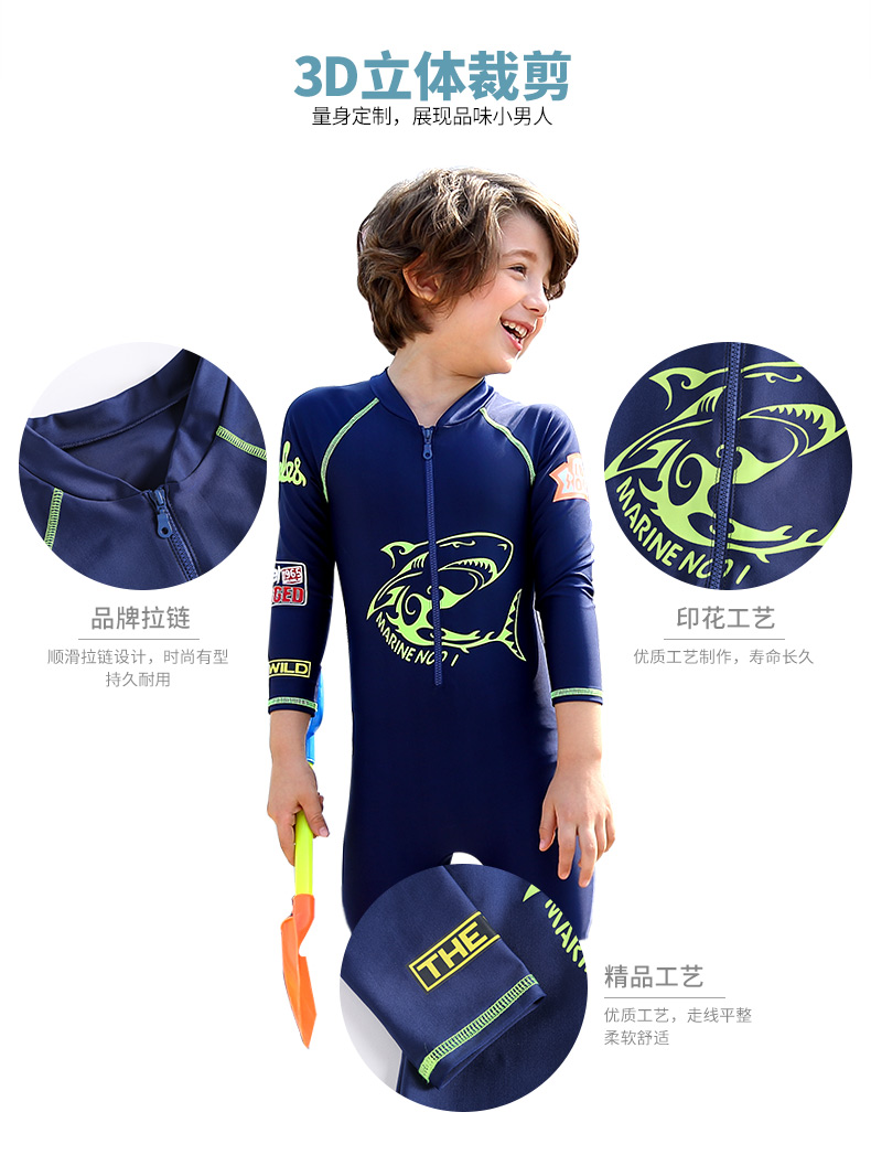 Áo Tắm trẻ em Trai Big Boy Dài Tay Áo Một Mảnh Áo Tắm Cậu Bé Hàn Quốc Kem Chống Nắng Lướt Sóng Lặn Áo Tắm đồ bơi nàng tiên cá cho bé gái