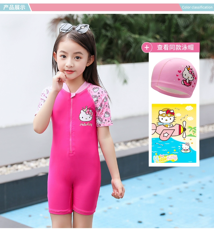 Đồ bơi trẻ em Hellokitty cô gái áo liền quần áo tắm trẻ em nhỏ bé lớn bé trai mùa xuân áo tắm chống nắng nóng đồ bơi bé gái tay dài